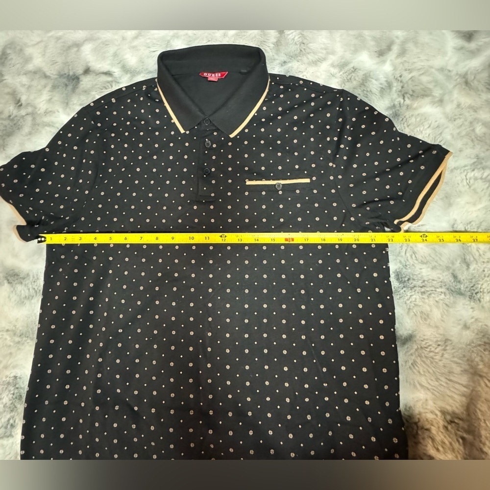 Guess Black Tan Ria Geometric Polo | GUESS Shirt - Picture 8 of 11